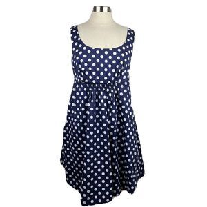 Vanessa Virginia Dress 10 Womens Blue White Polka Dot Mini Cotton Anthropologie